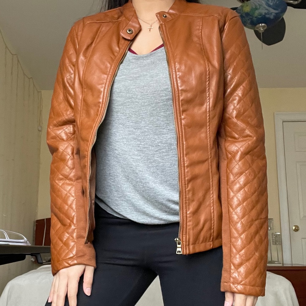 Brown leather jacket